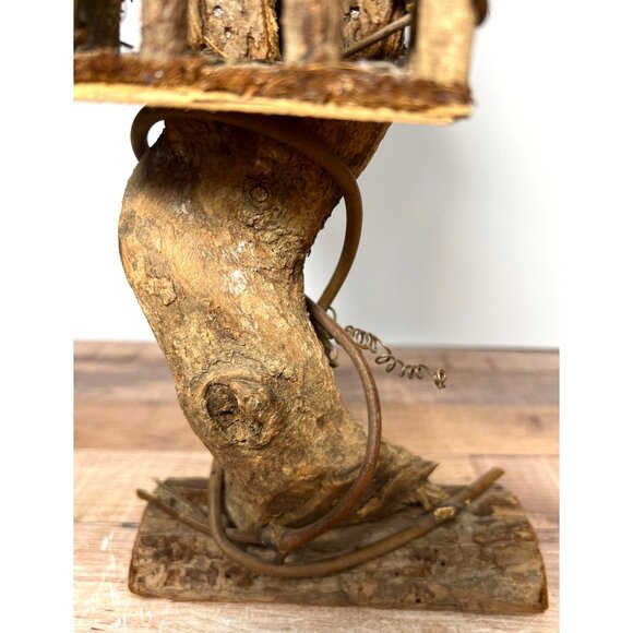 Rustic Handcrafted Wood Bark Birdhouse Sculpture Decorative Home & Garden Accent - Picture 3 of 6